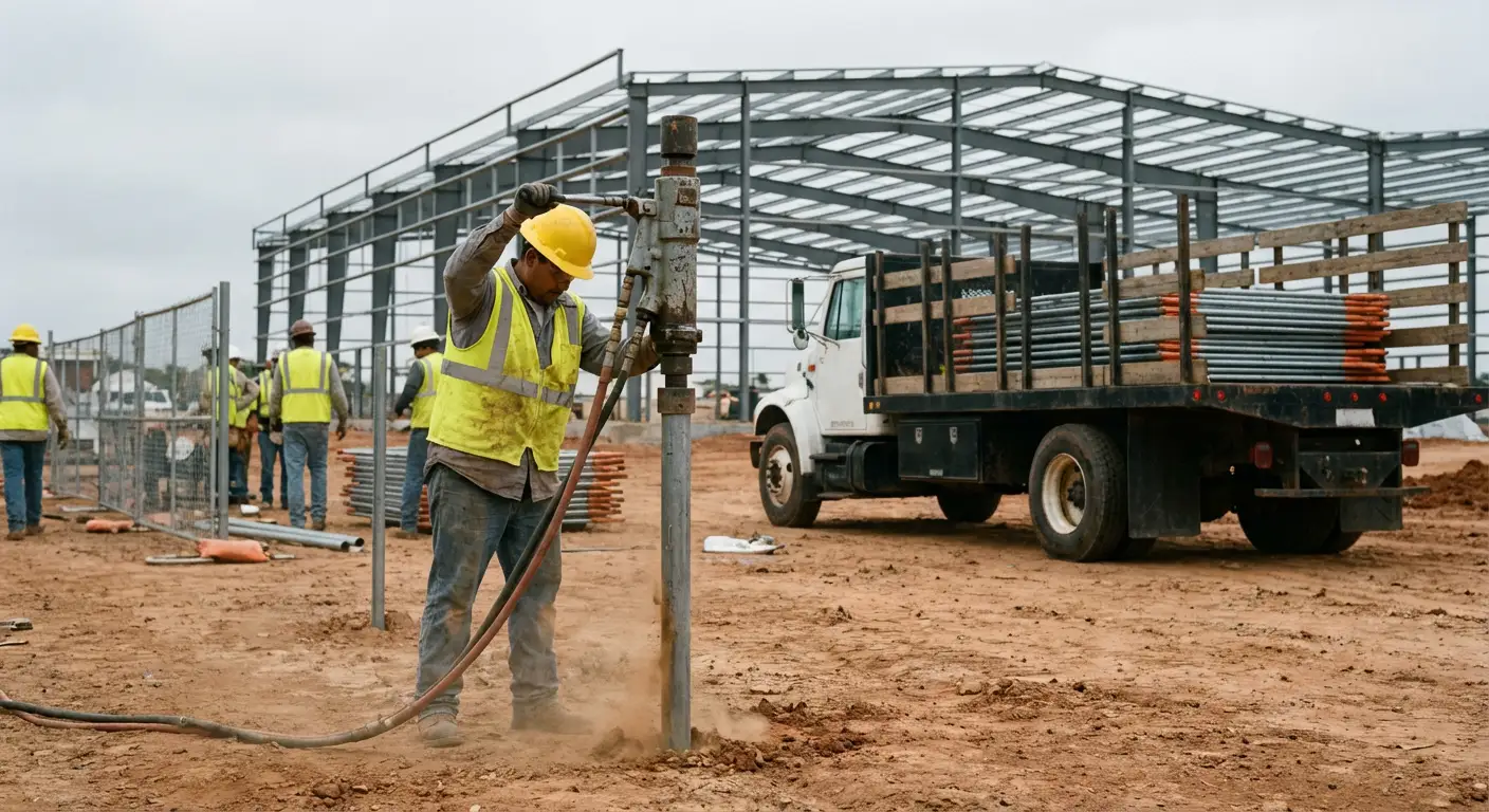 Industrial fencing installation site in Gilroy, CA