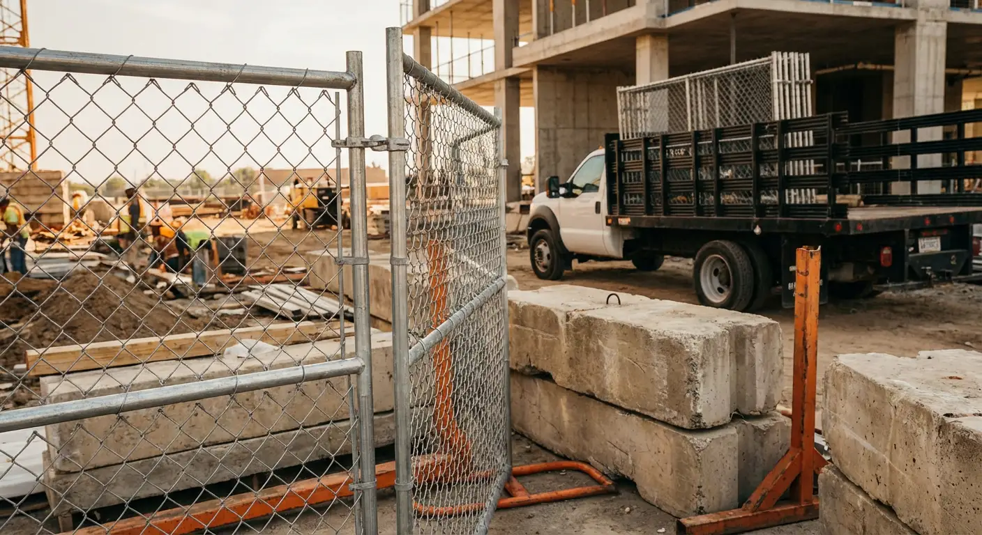 Commercial temporary fencing installation site in Gilroy, CA