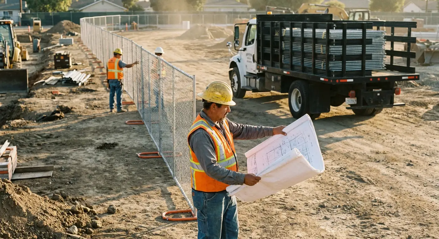 Post-driven fencing installation site in Gilroy, CA
