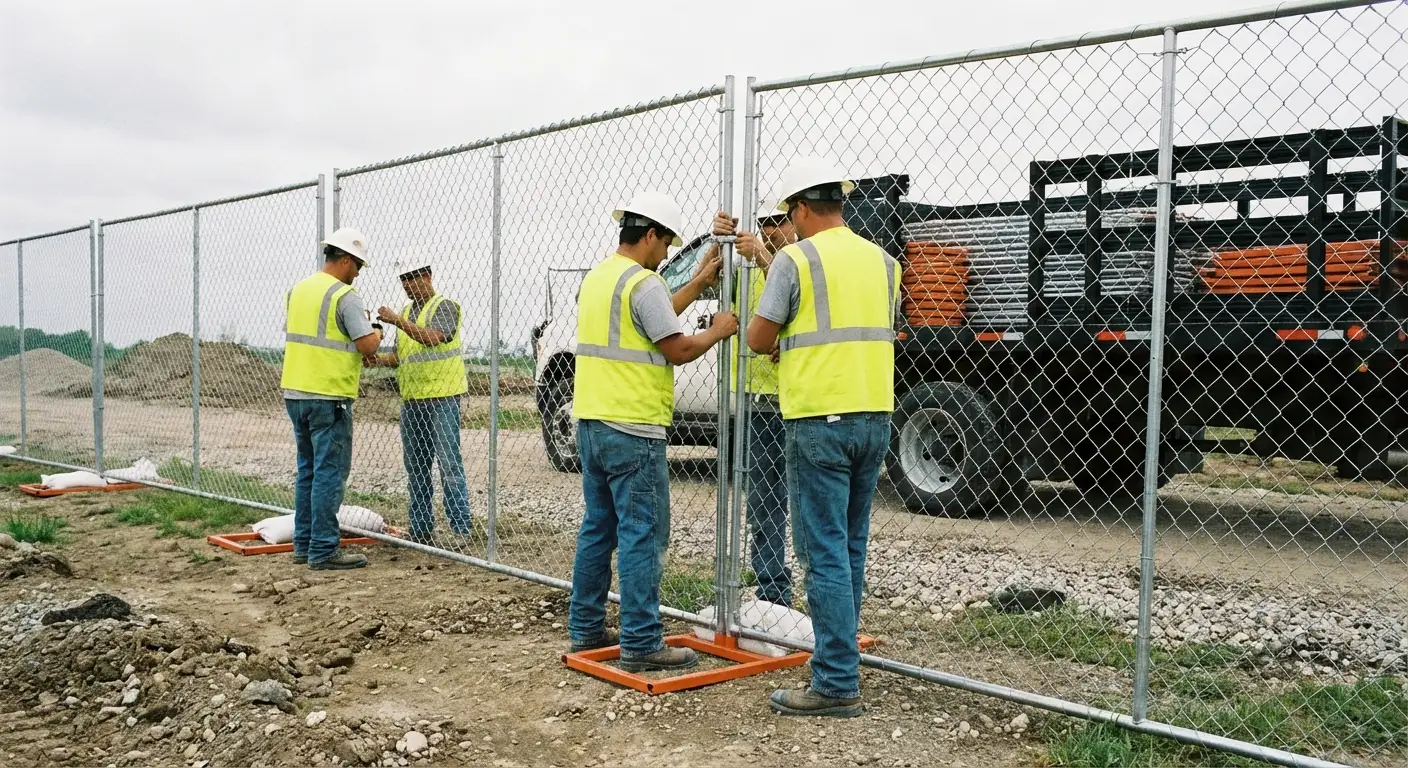 South County Site Fencing team installing temporary fencing in Gilroy, CA
