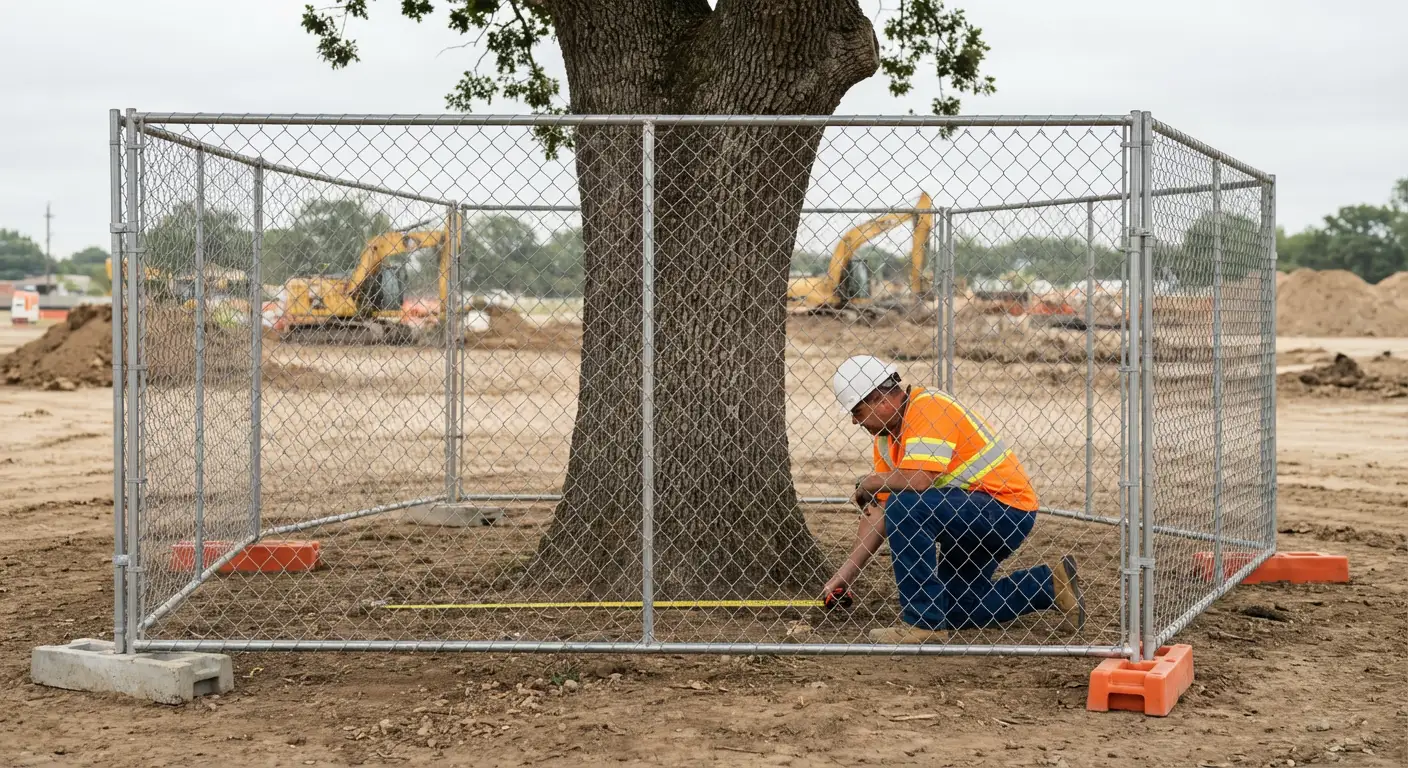 Tree protection zone fencing installation in Gilroy, CA