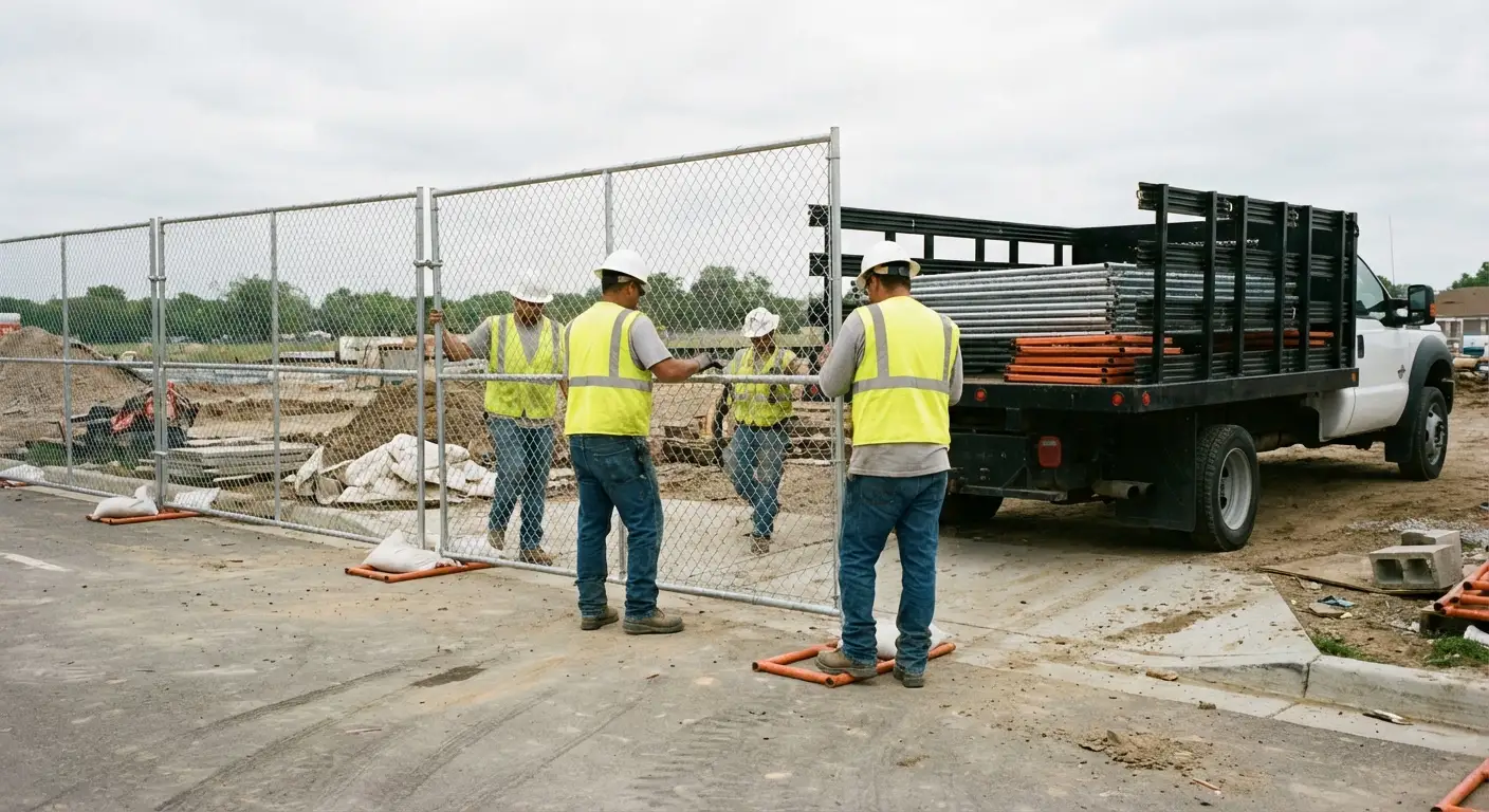 South County Site Fencing team securing a construction site perimeter in Gilroy, CA
