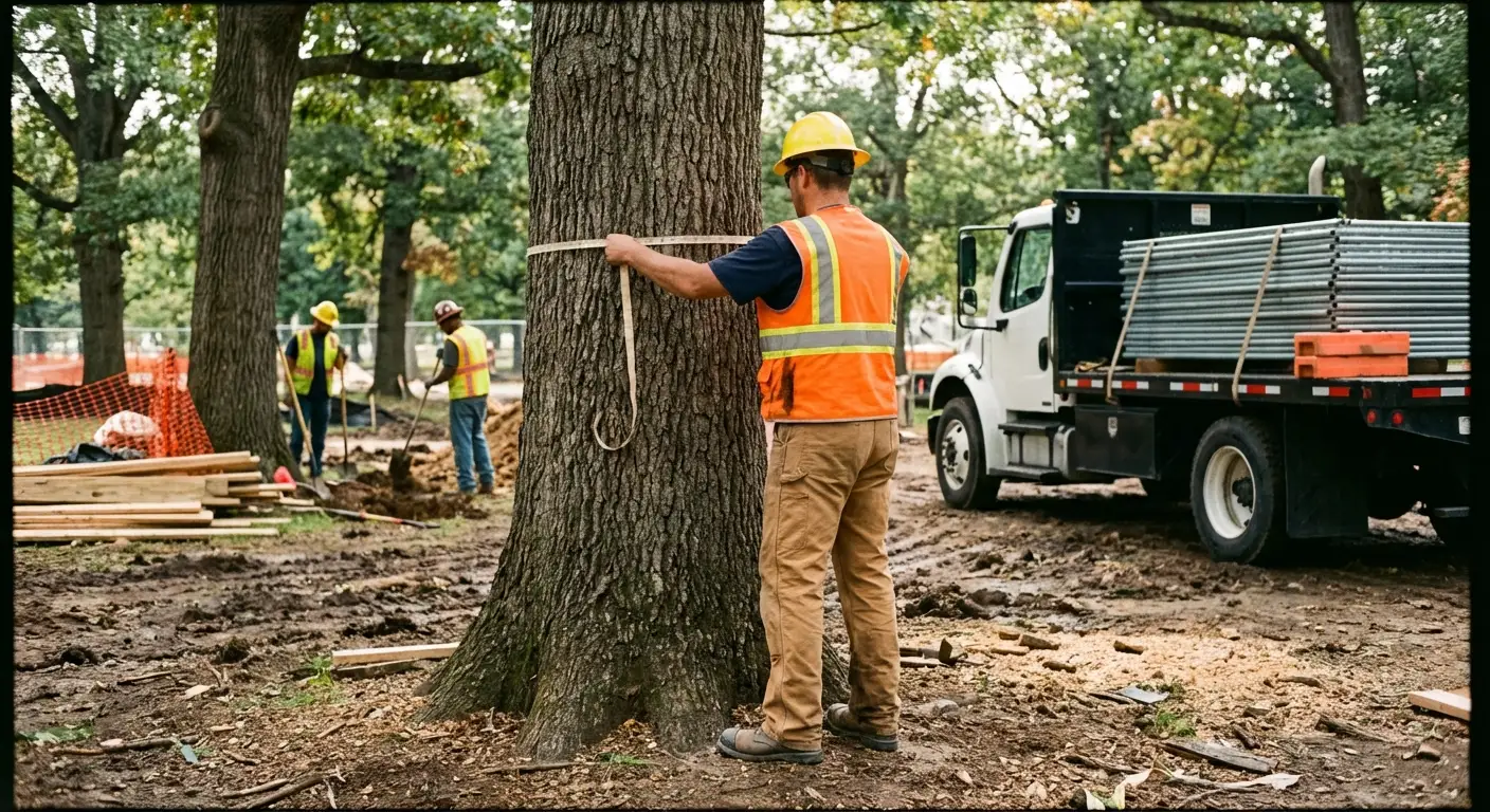 Tree protection zone fencing installation in Gilroy, CA