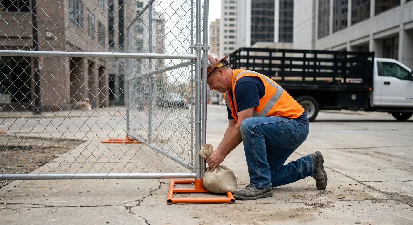 Temporary fence installation in Downtown Gilroy area