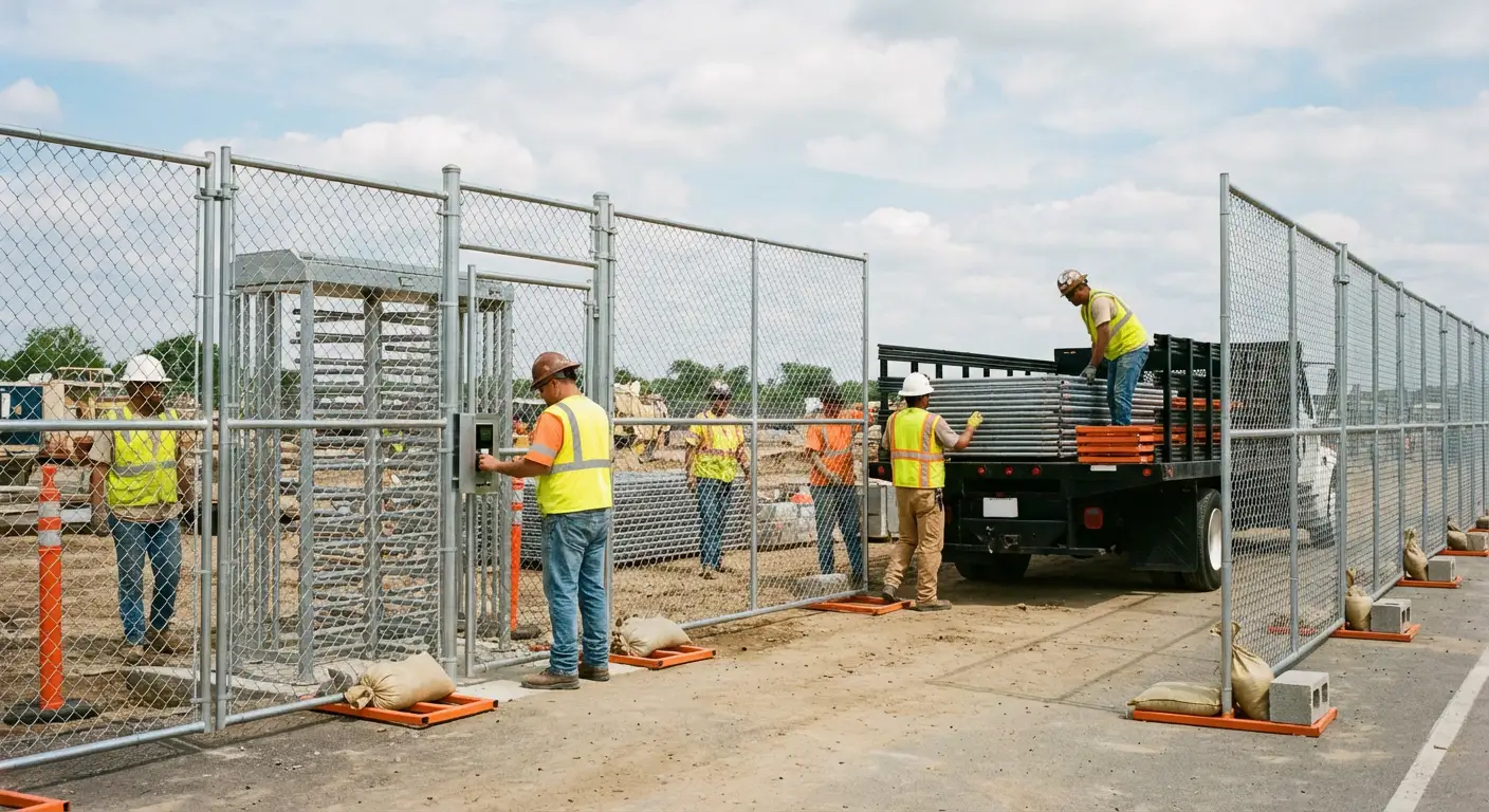 Secure construction site with temporary fencing in Gilroy, CA