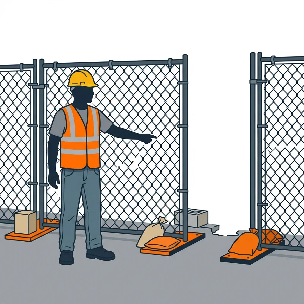 Diagram illustrating common construction site perimeter vulnerabilities in Gilroy, CA